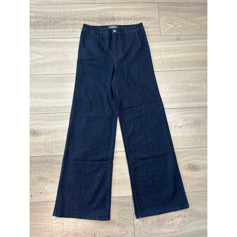 ModCloth Wide Leg Dark Wash High Rise Retro 70s Style Jeans Size 10